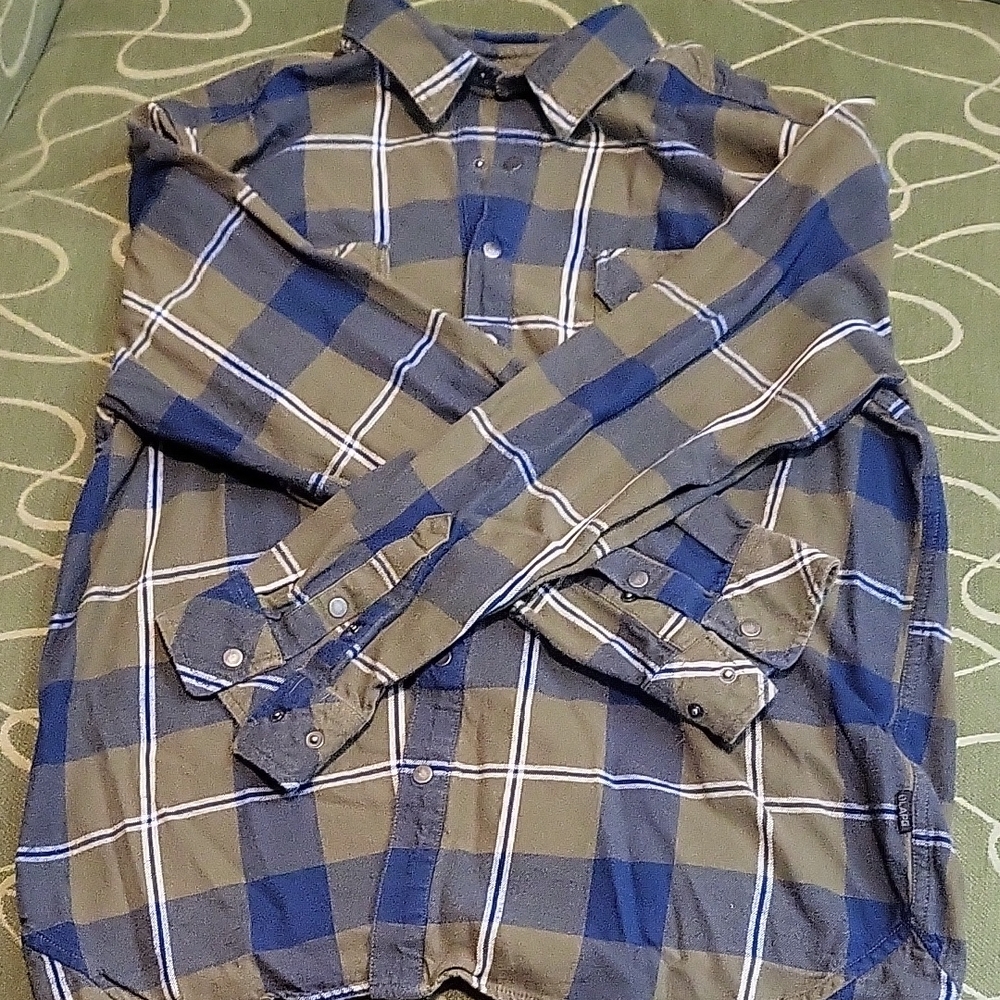 Men's Blue and Green Plaid Button Down Shirt